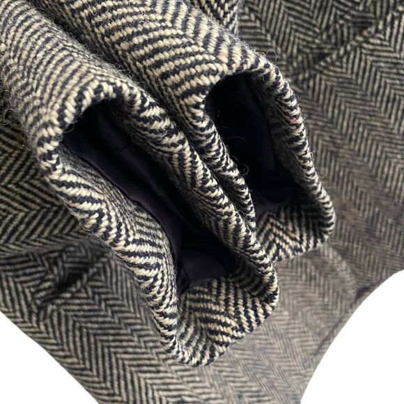BRIAN TUCKER Ireland Vintage Wool Herringbone Blazer Jacket Black Grey L - Picture 4 of 9